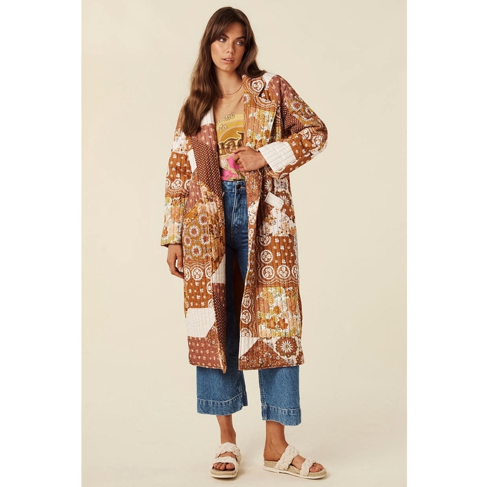 Spell X Free People Cha Cha Patchwork Quilted Long Duster Coat